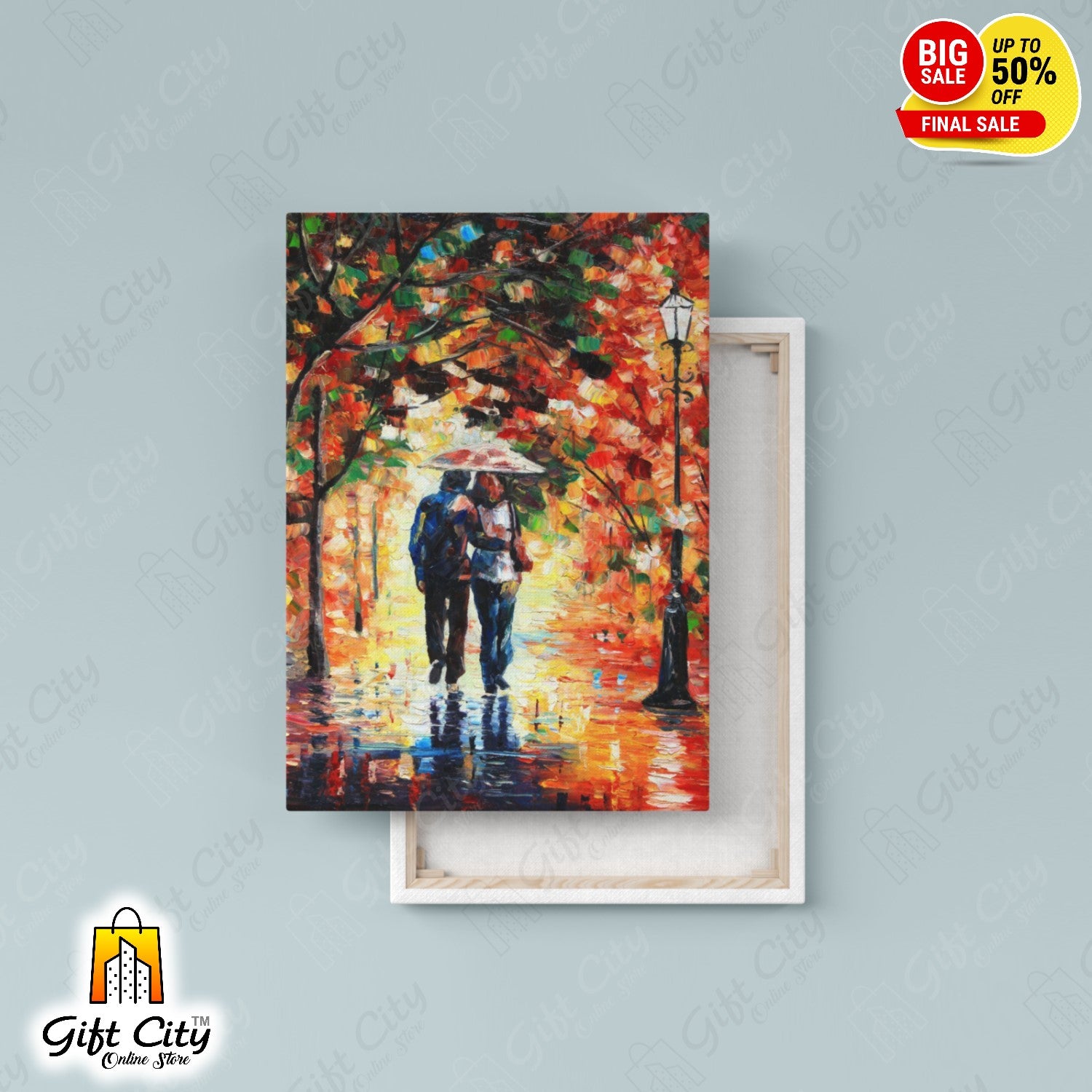 Romantic Couple Palette Knife Canvas Painting