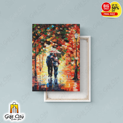 Romantic Couple Palette Knife Canvas Painting