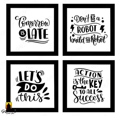 Motivational Pack of 4 Inspiration Quote Frames, Wall Art Hangings Glass Frames