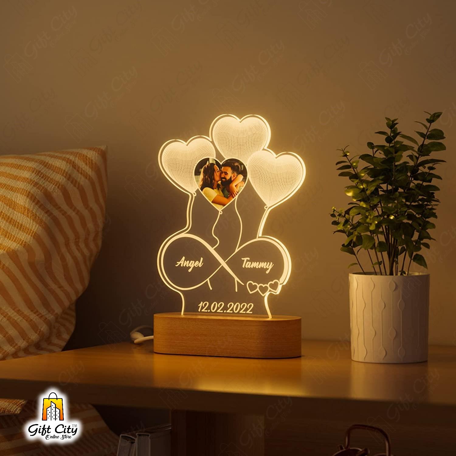 Customize Your Pcture And Names  On Acrylic Lamp, 3D Light Lamp