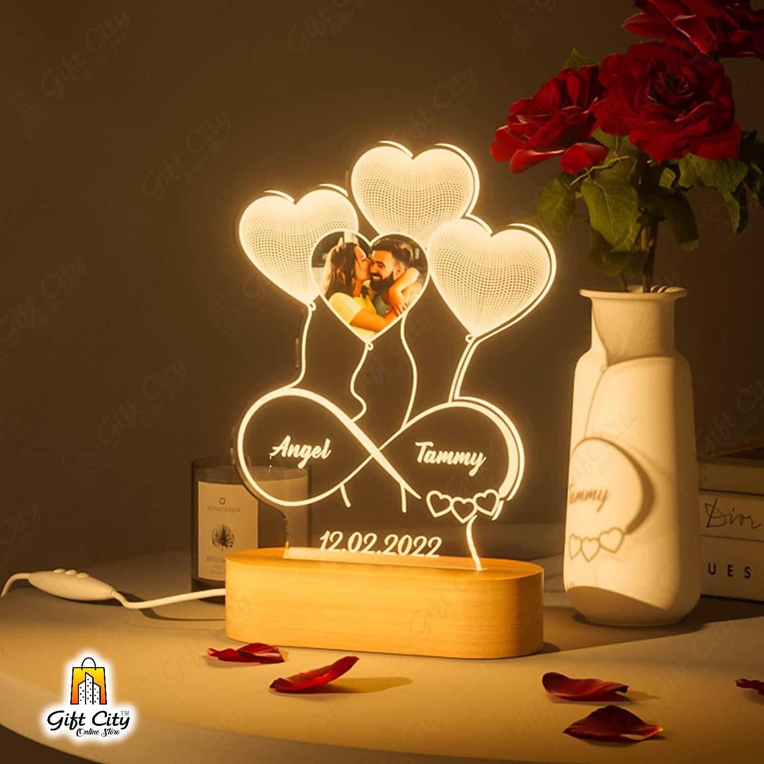 Customize Your Pcture And Names  On Acrylic Lamp, 3D Light Lamp