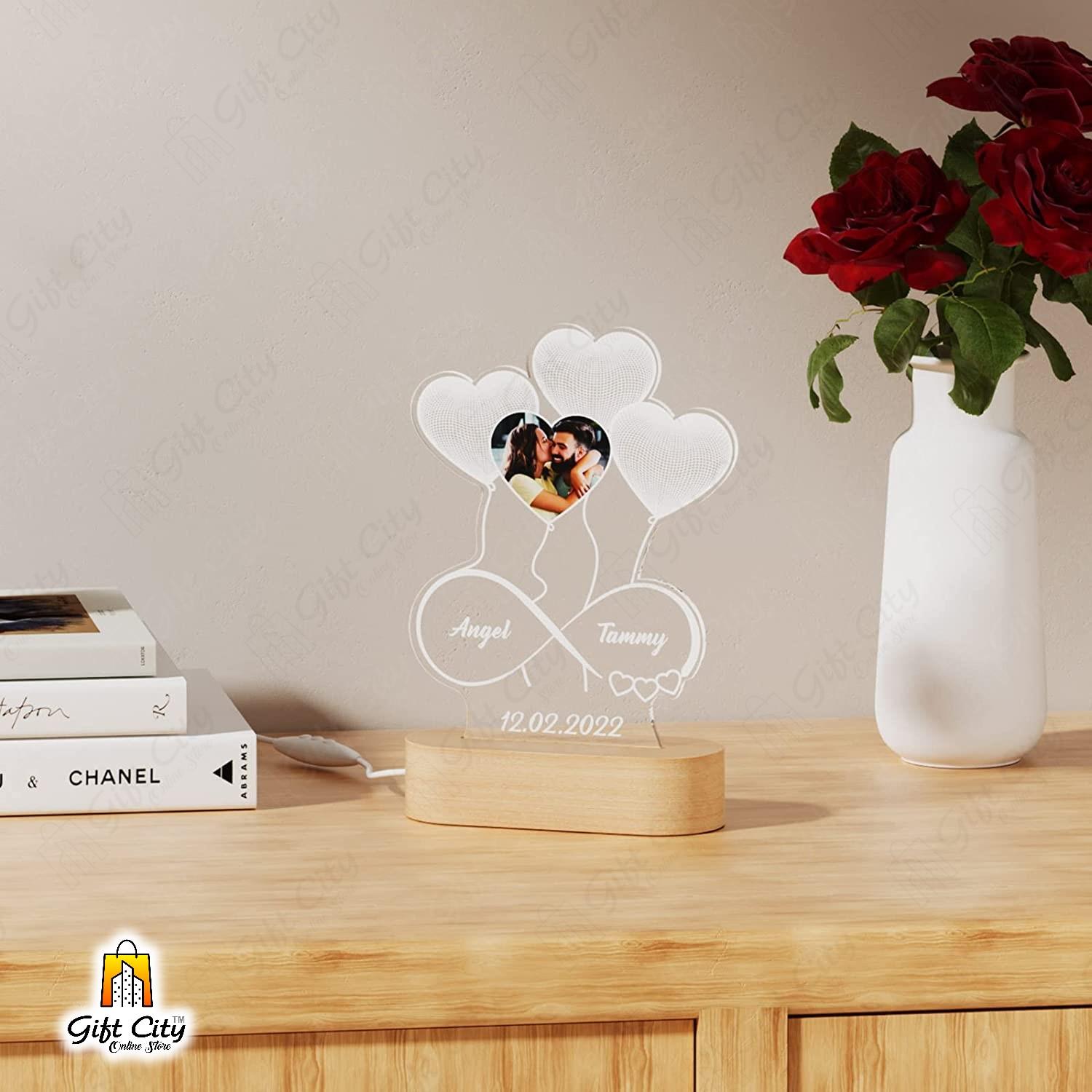 Customize Your Pcture And Names  On Acrylic Lamp, 3D Light Lamp