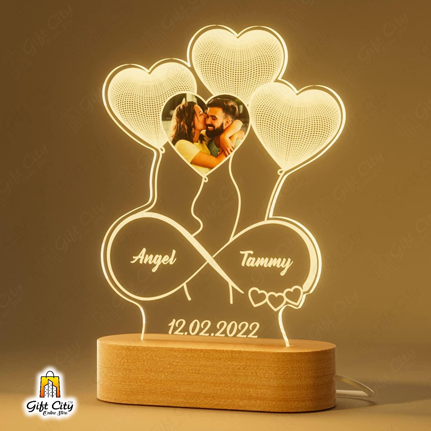 Customize Your Pcture And Names  On Acrylic Lamp, 3D Light Lamp