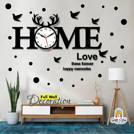 Home Love with Birds Wooden Wall Clock 