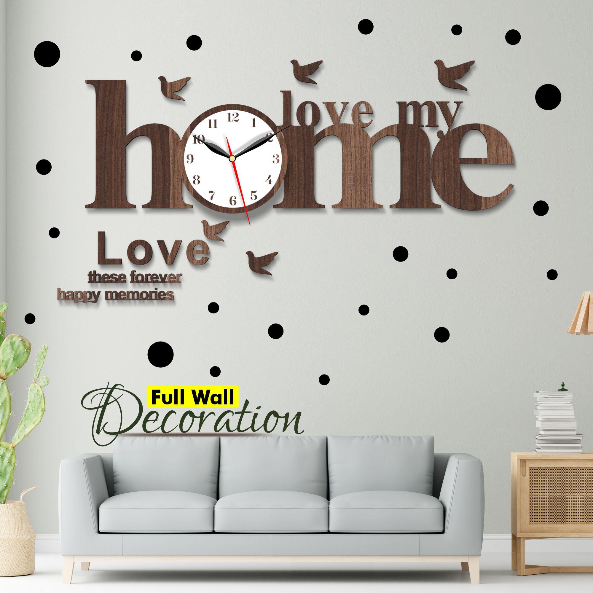 home love with Birds Wooden Wall Clock 