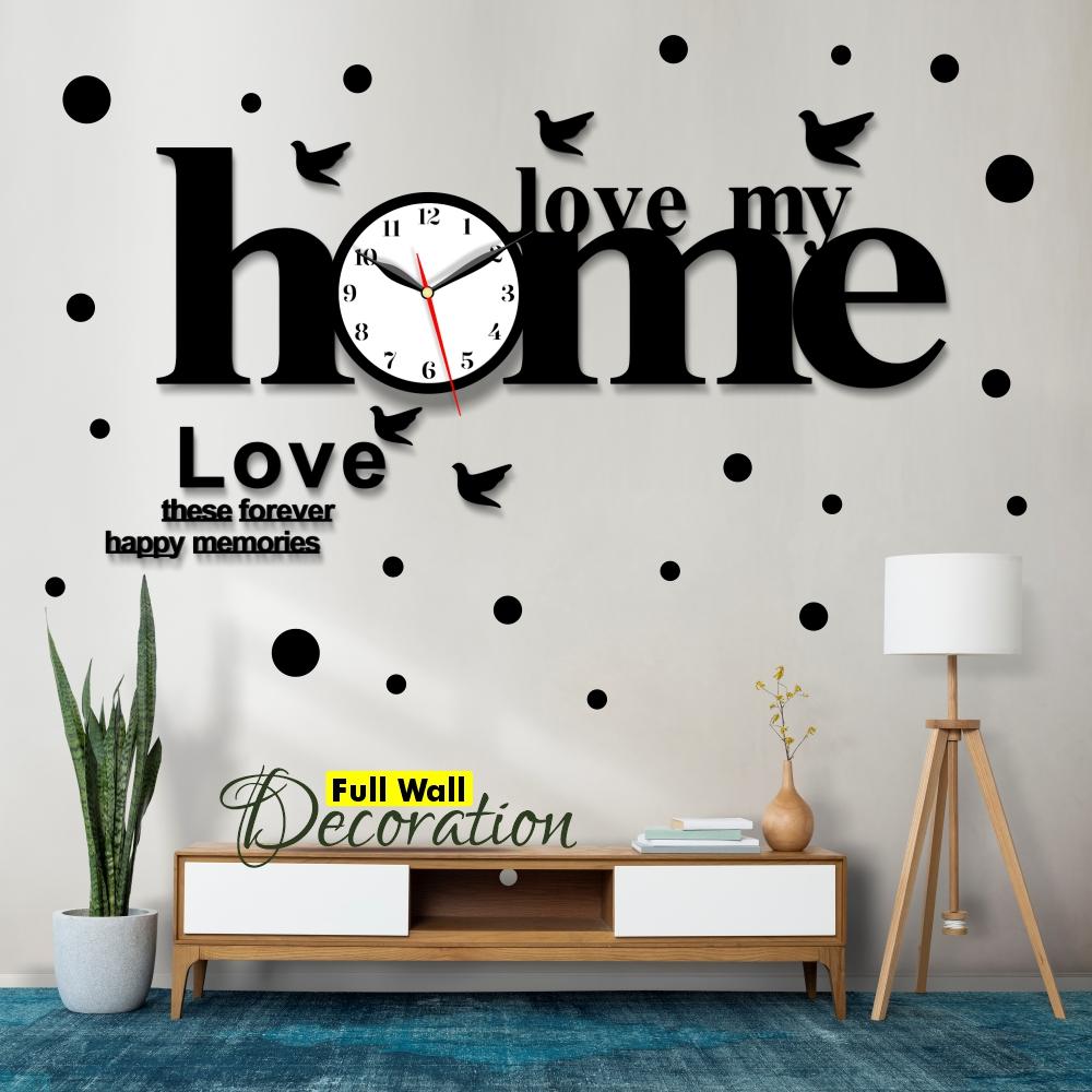 home love with Birds Wooden Wall Clock 