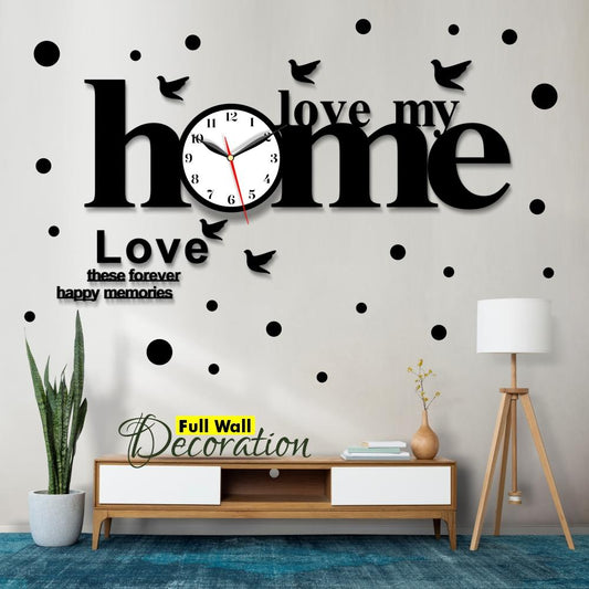 home love with Birds Wooden Wall Clock 