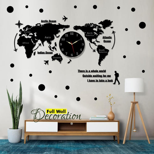 World Map Big Size Wall Clock