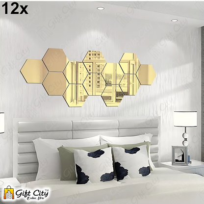 Golden Acrylic Hexagon Mirror