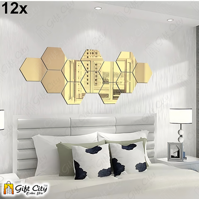 Golden Acrylic Hexagon Mirror
