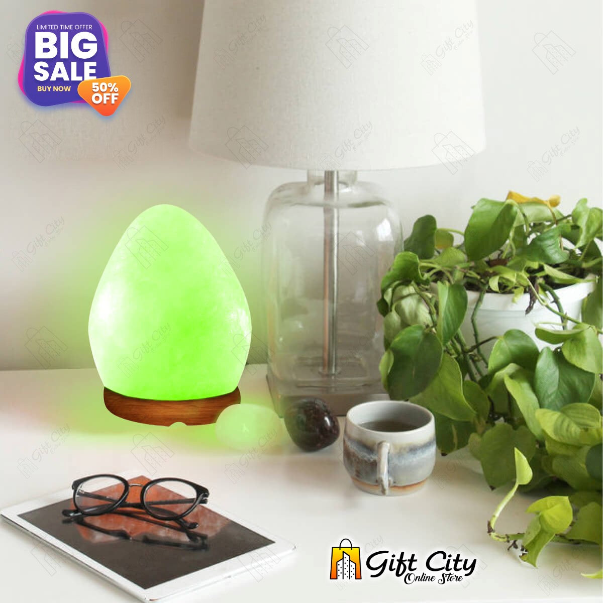 Egg Shape Crafted Salt Lamp