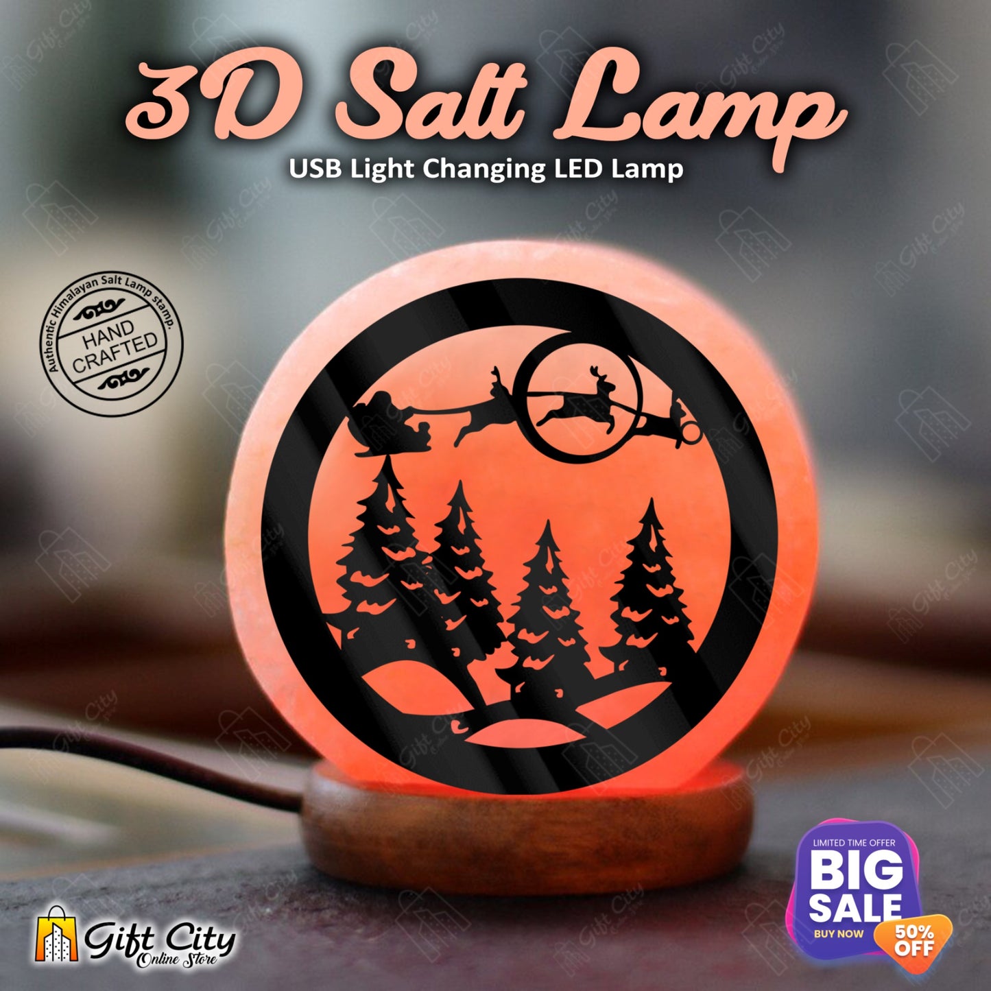 Famous 3D Laser Cut Acrylic Sheet 7 Color Changing Salt Lamp