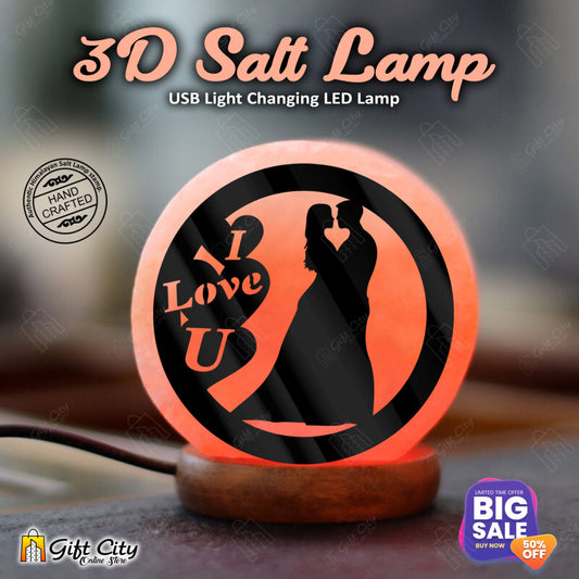 Loving Couple 3D Acrylic Sheet 7 Color Changing Salt Lamp