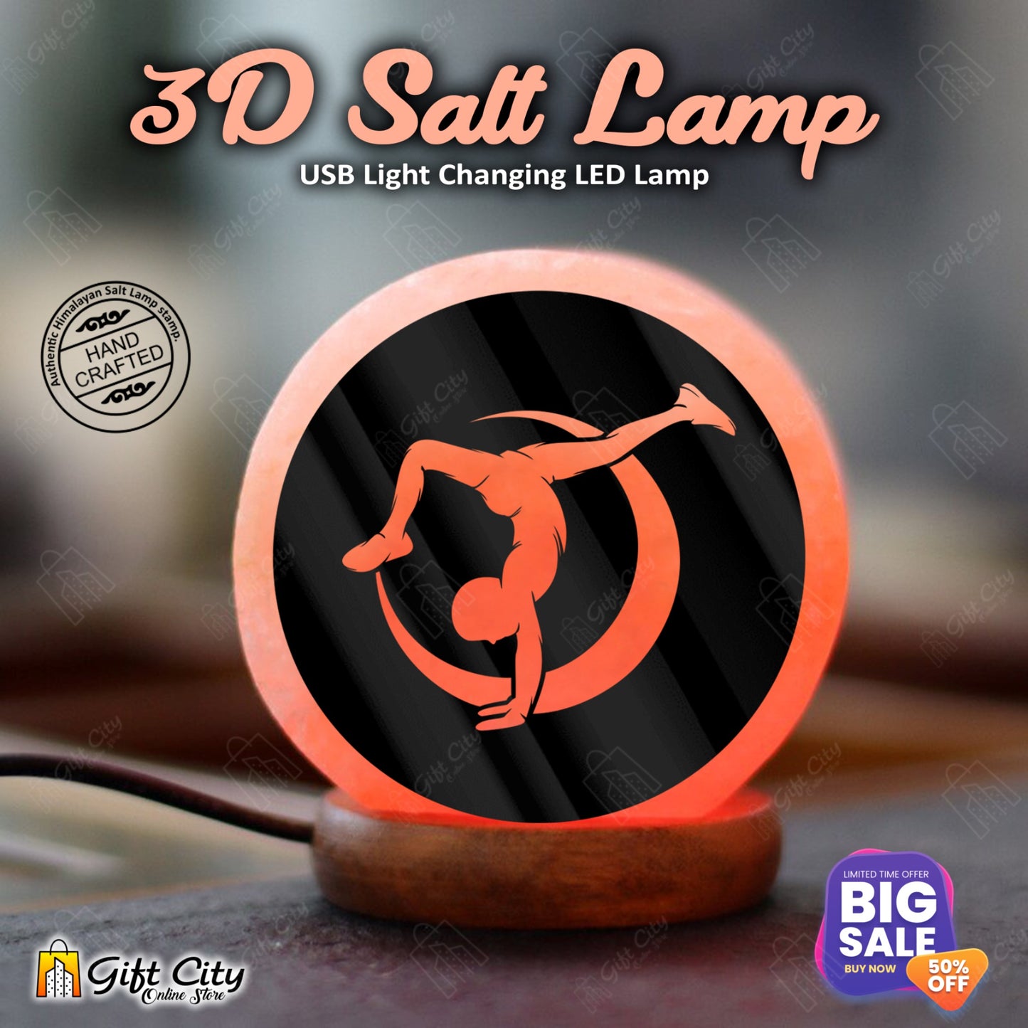 Gymnastics 3D Laser Cut  Salt Lamp