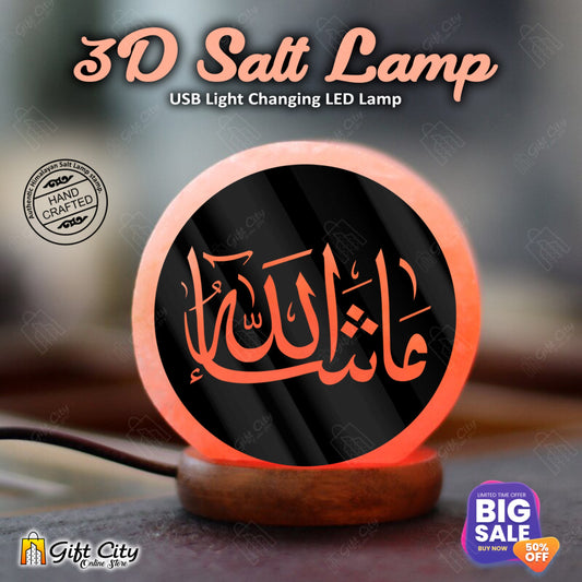 Modern 3D Acrylic Sheet Printed 7 Color Changing Salt Lamp