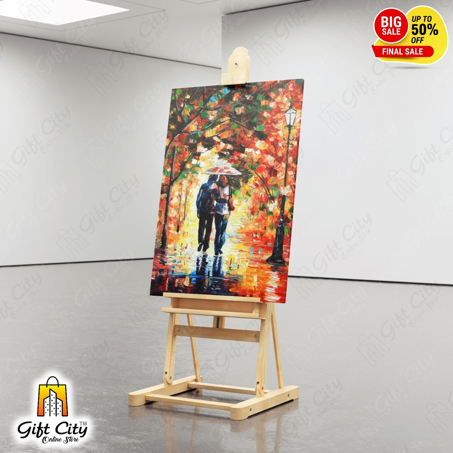 Romantic Couple Palette Knife Canvas Painting