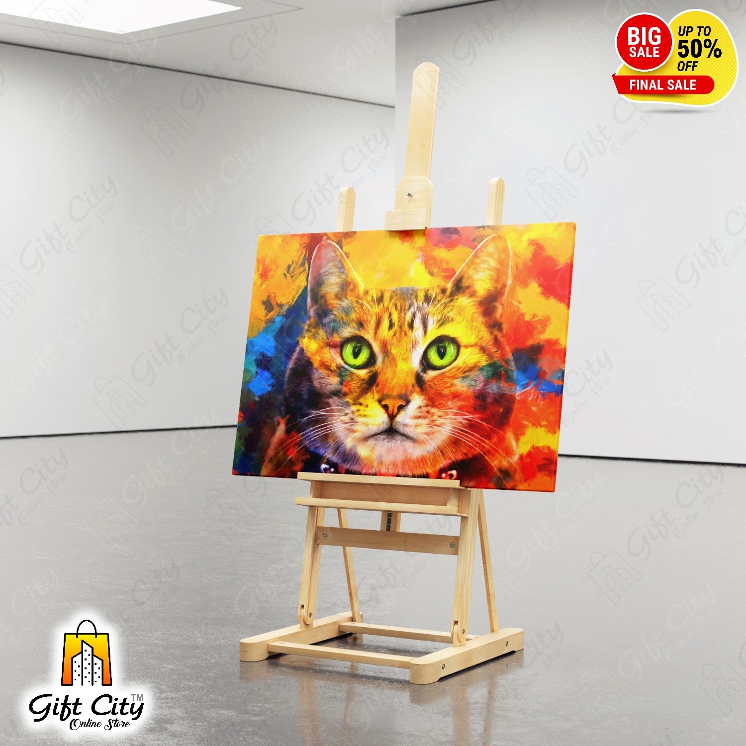 Cat Face Canvas Digital Painting 