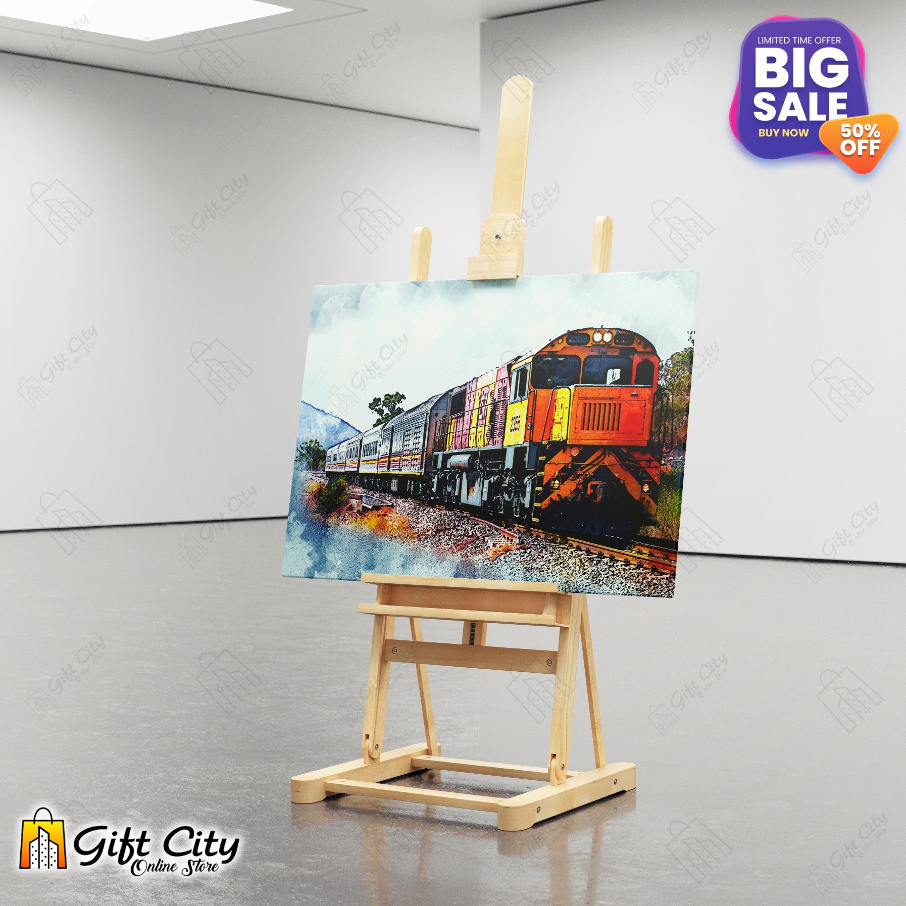  Train Art Canvas Painting