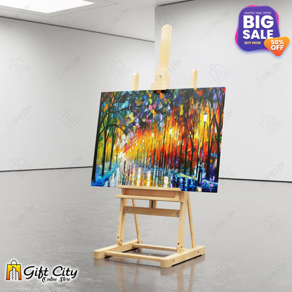 Street Light View Palette Knife Canvas Painting