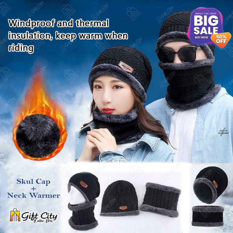 Winter Knitted Cap & Neck Warmer for Men / Women