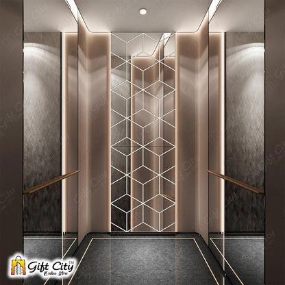 3D Rhombus Triangle Golden Acrylic Mirror Wall Art Stickers - Gift City