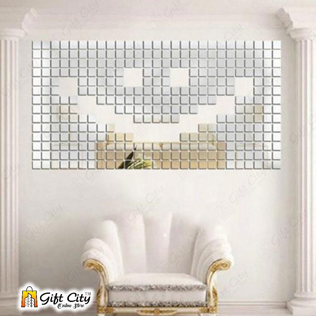 3D Square Acrylic Mirror Wall Art Stickers 