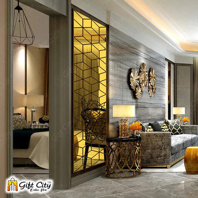 3D Rhombus Triangle Golden Acrylic Mirror Wall Art Stickers - Gift City - Gift City Online Store