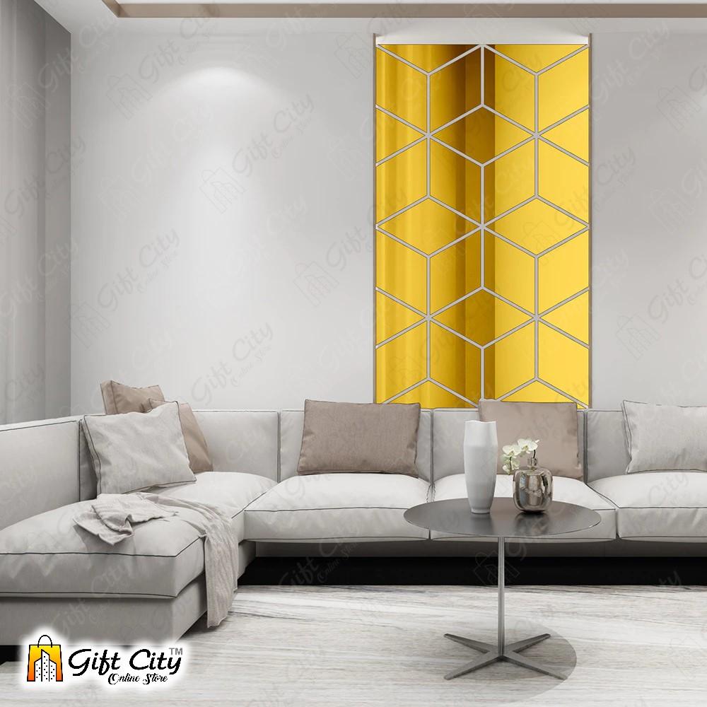 3D Rhombus Triangle Golden Acrylic Mirror Wall Art Stickers - Gift City