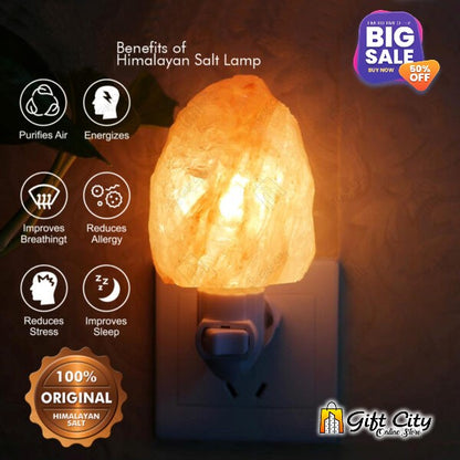 Hand Carved Natural Shape Himalayan Salt Night Light Mini Lamp - Gift City