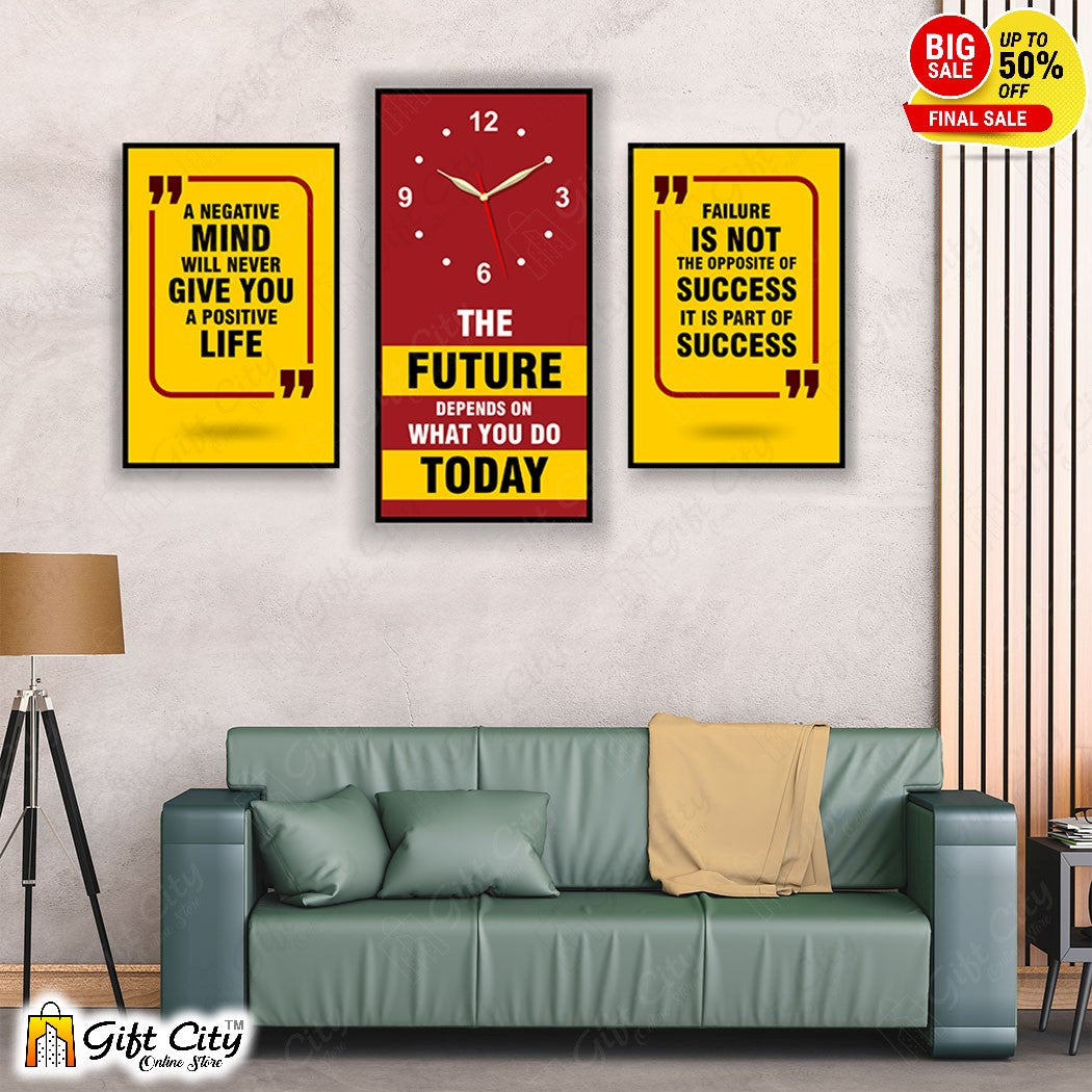 3 In 1 Motivational Quote Frame Wall Clock