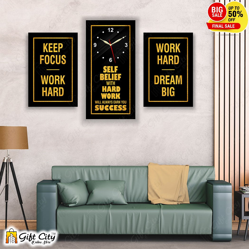 3 In 1 Motivational Quote Frame Wall Clock