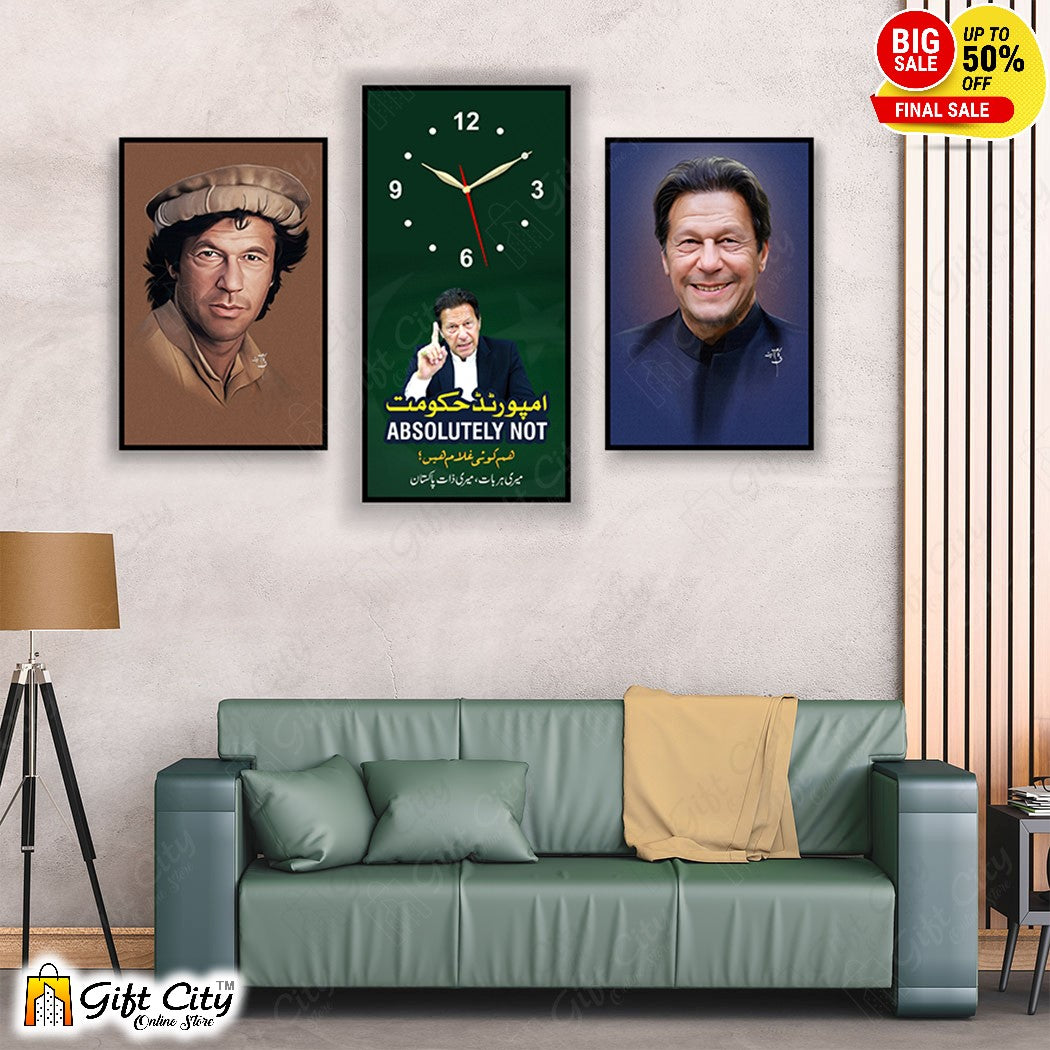 Imran Khan 3 In 1 Frame Wall Clock New Design