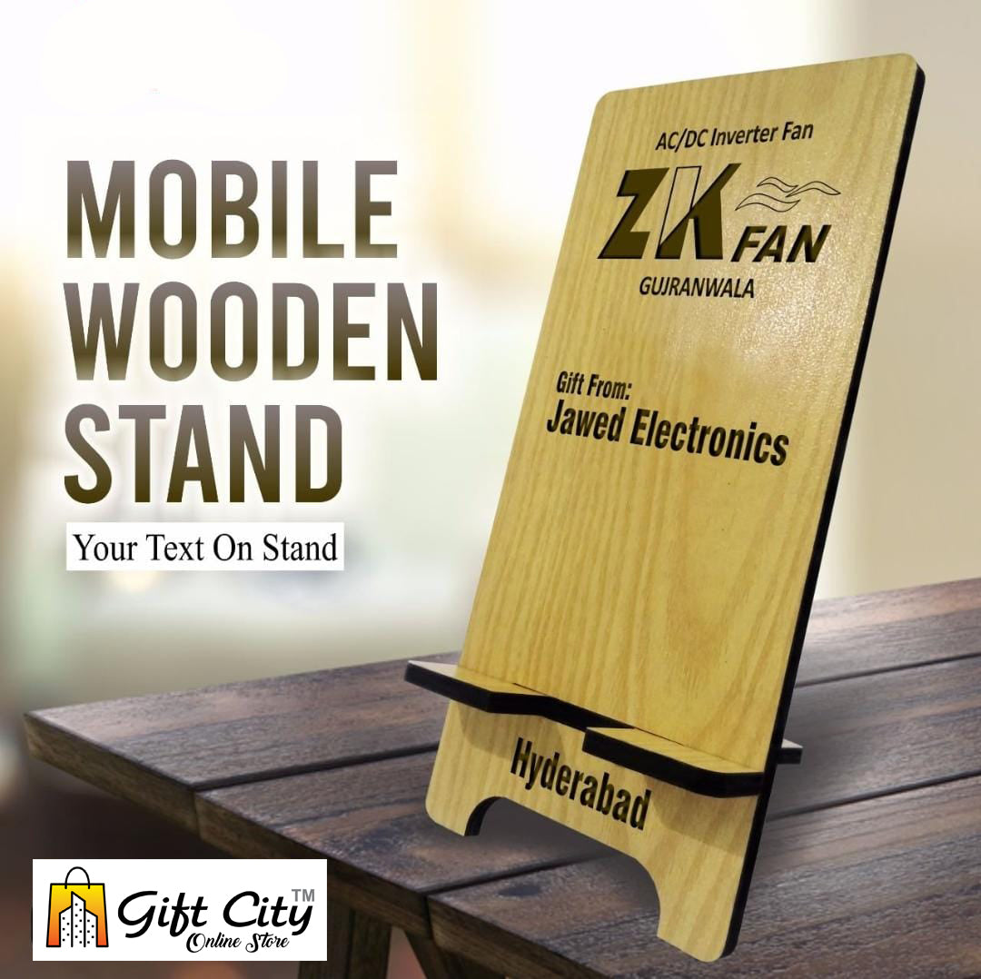 Customizable Your Name and Logo on Wooden Mobile Stand 