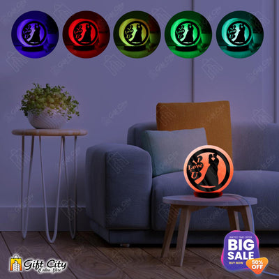 Loving Couple 3D Acrylic Sheet 7 Color Changing Salt Lamp