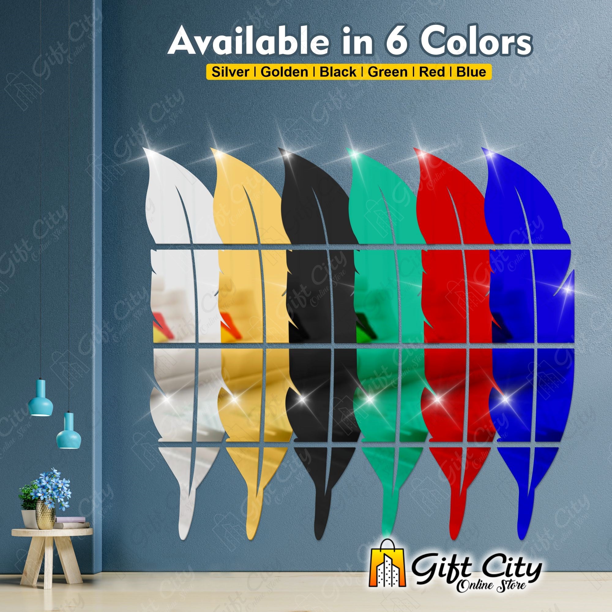 3D Self Adhesive Leaf Acrylic Mirror Wall Art 