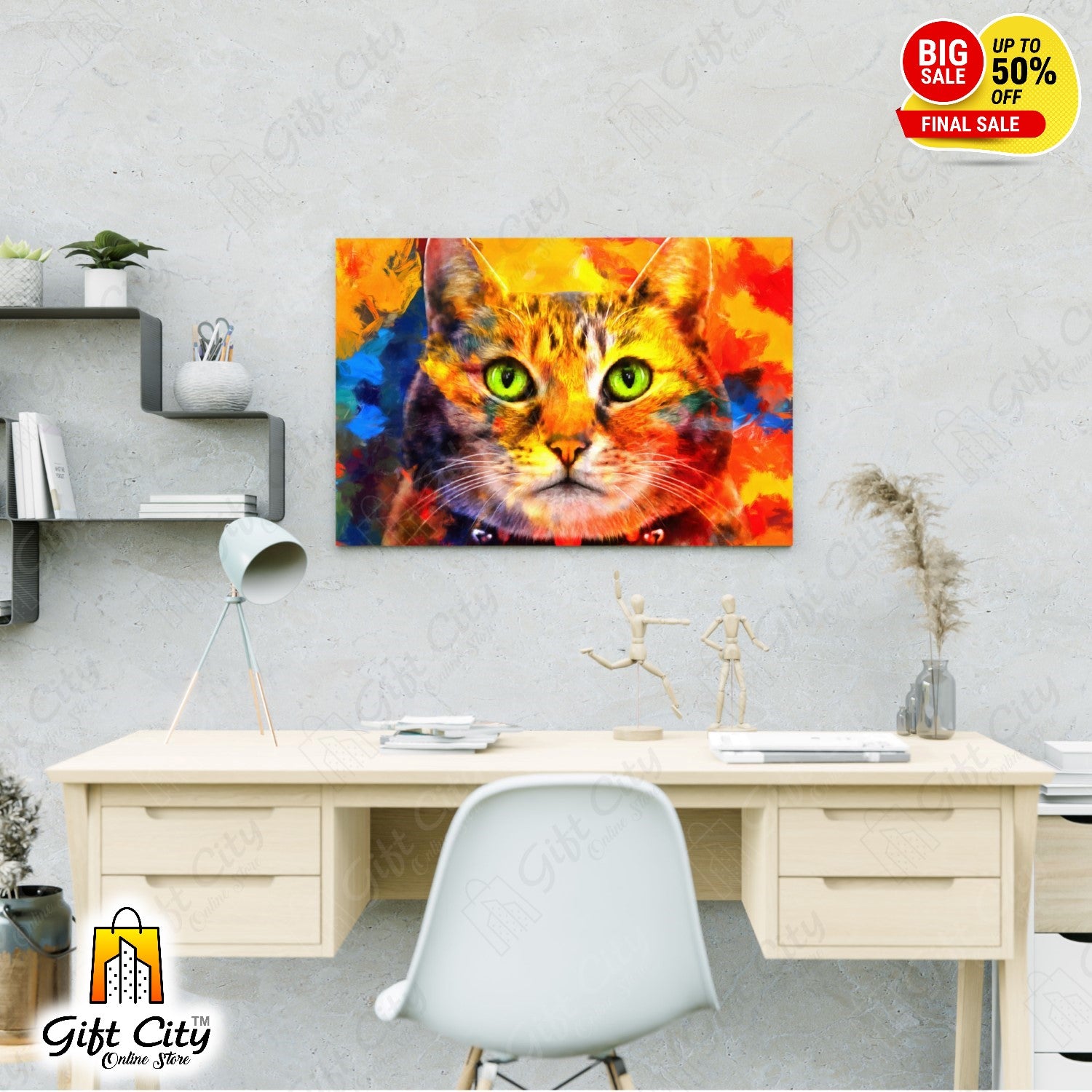 Cat Face Canvas Digital Painting 