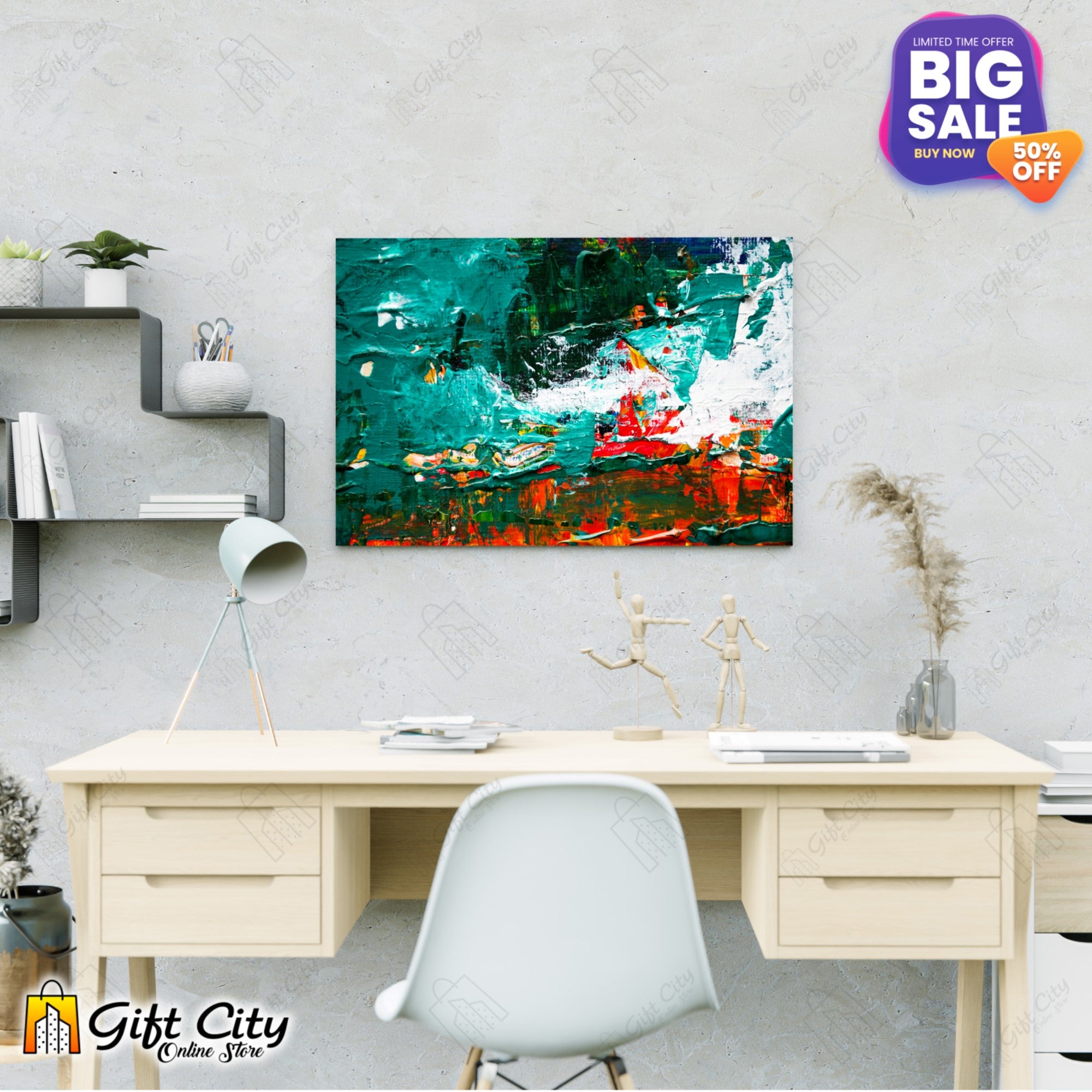  Multi Colored Abstract Art Canvas Painting