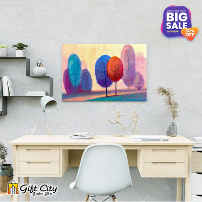 Colorful Autumn Forest Abstract Art Canvas Painting