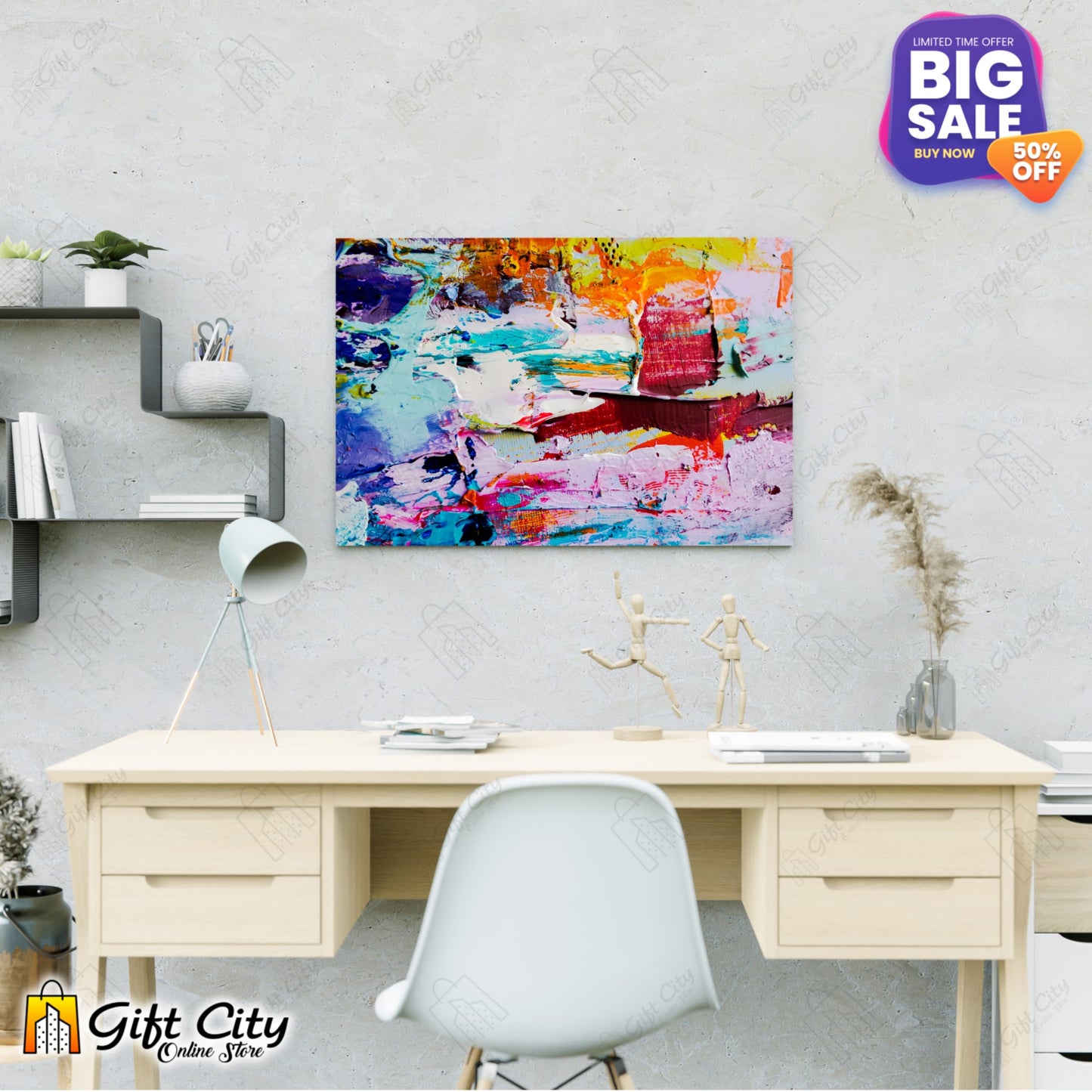 Messy Abstract Paint Canvas Painting