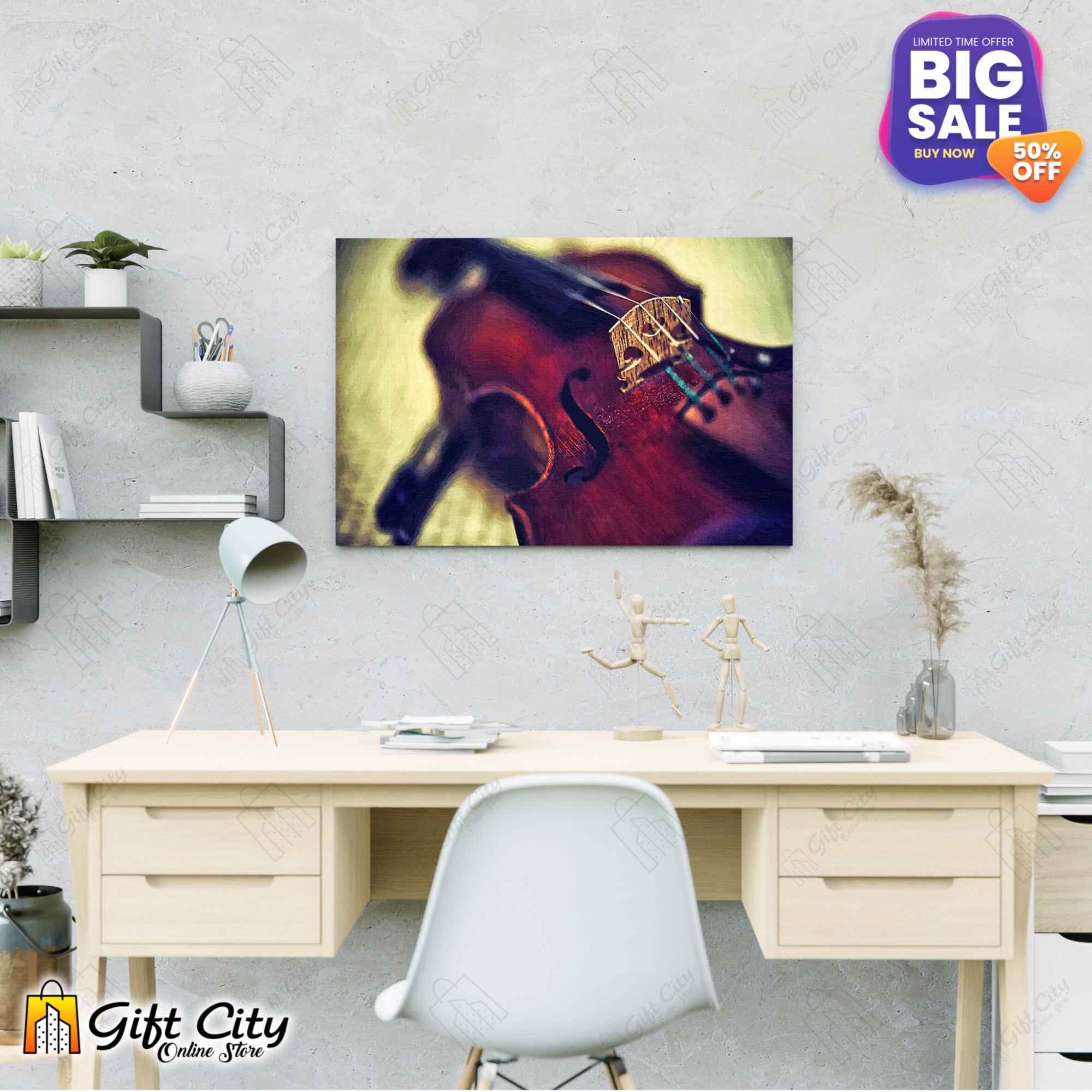 Violin on Canvas Painting