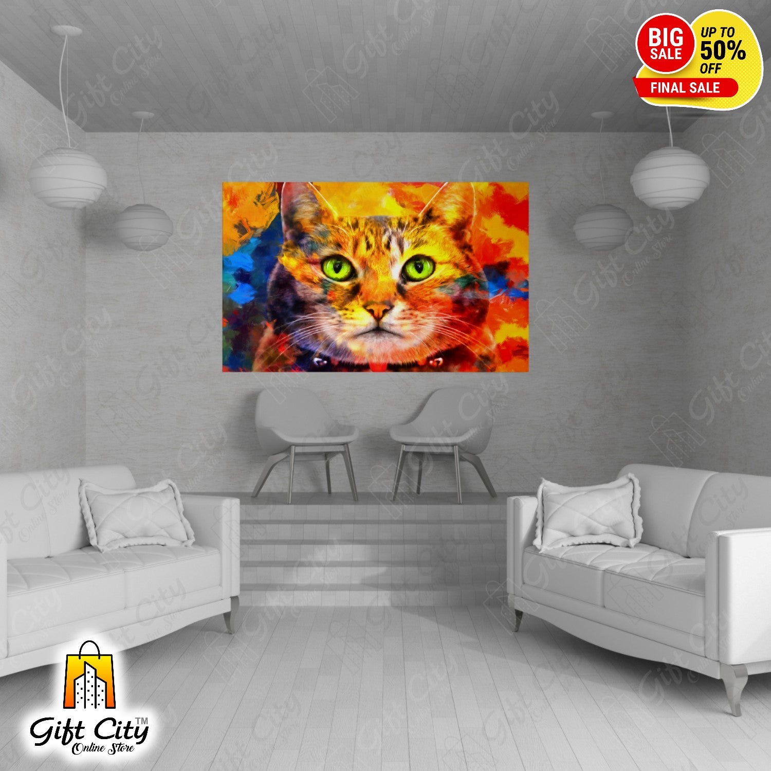 Cat Face Canvas Digital Painting 