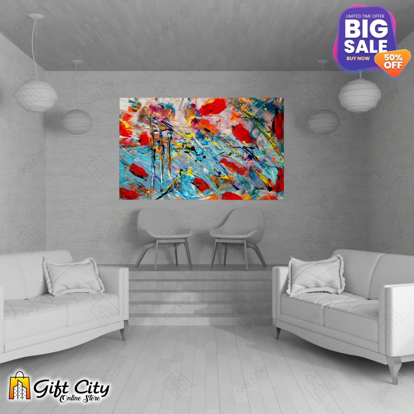 Multicolor Abstract Canvas Painting