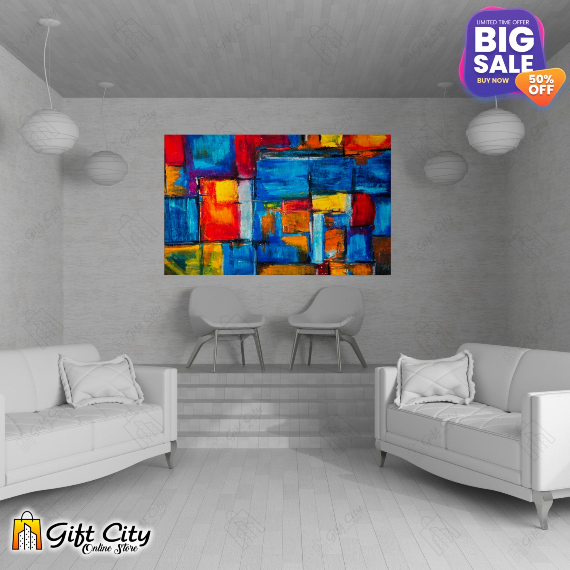 Square Abstract Art Canvas Painting