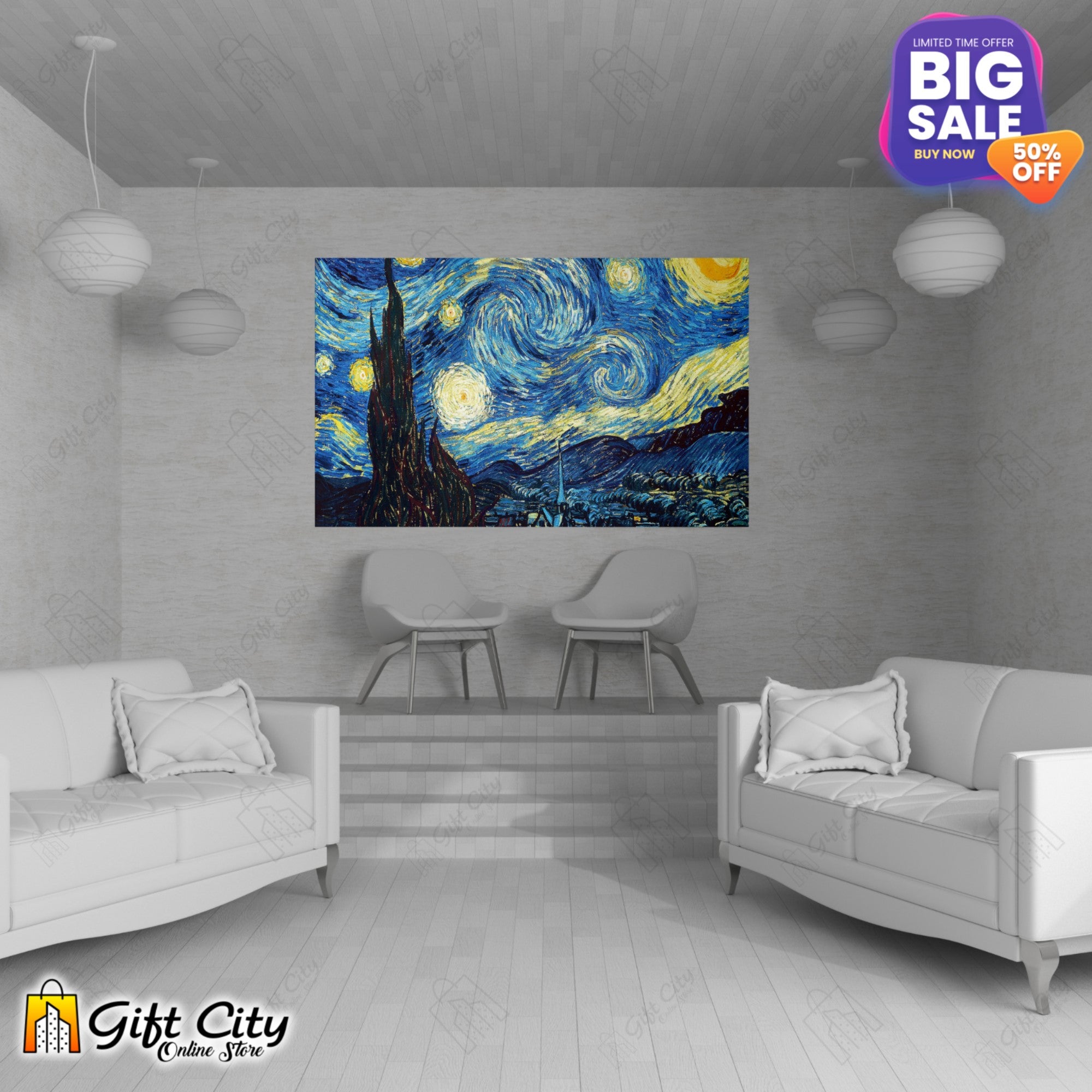 Starry Night Canvas Painting