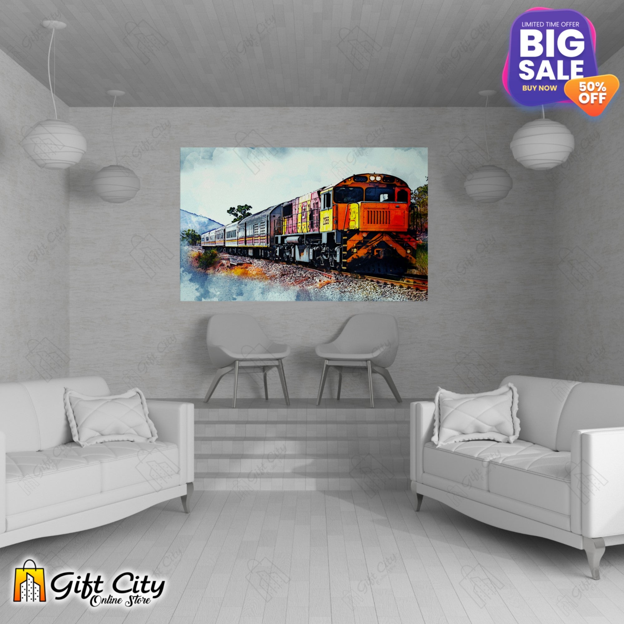  Train Art Canvas Painting