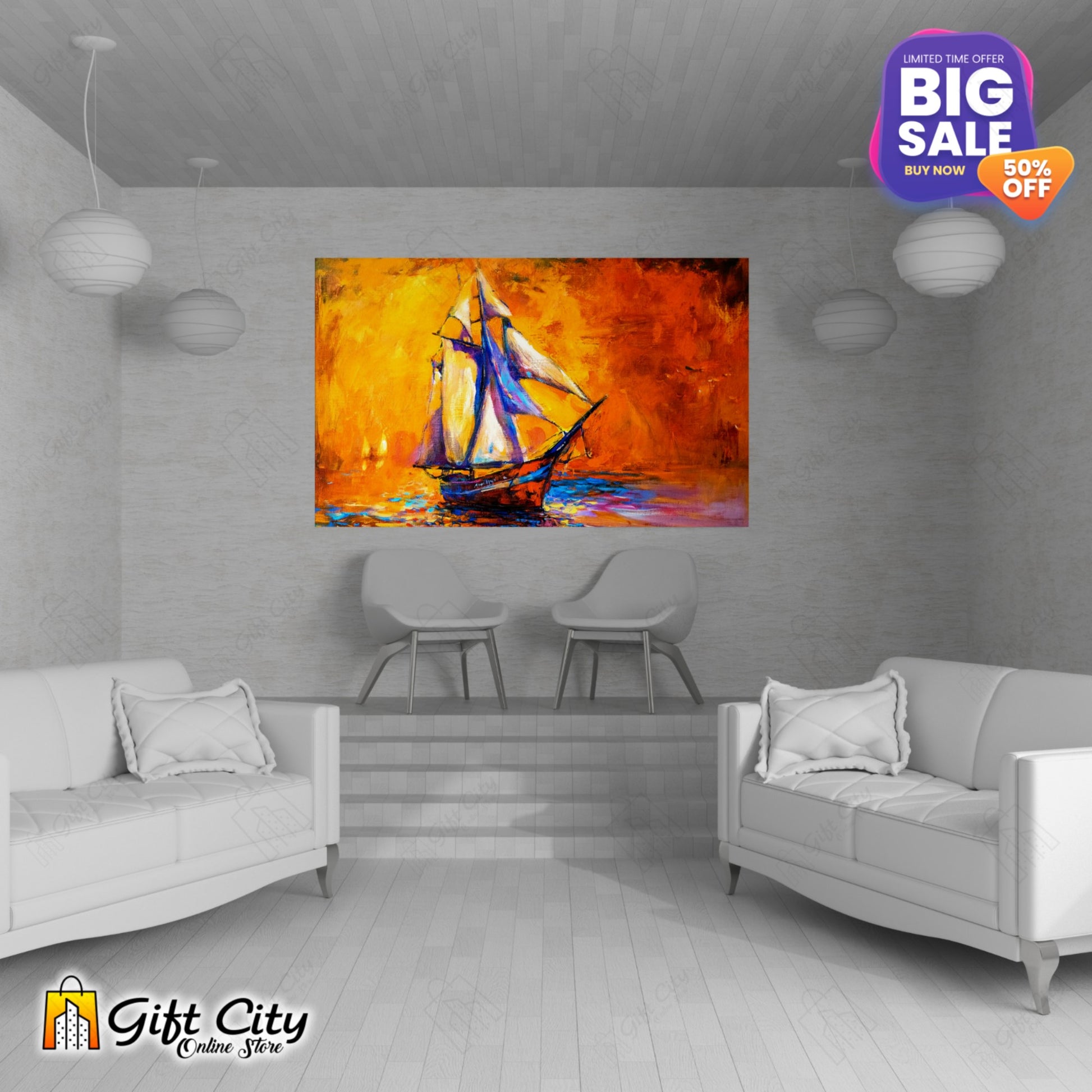 Beautiful Yacht Canvas Painting