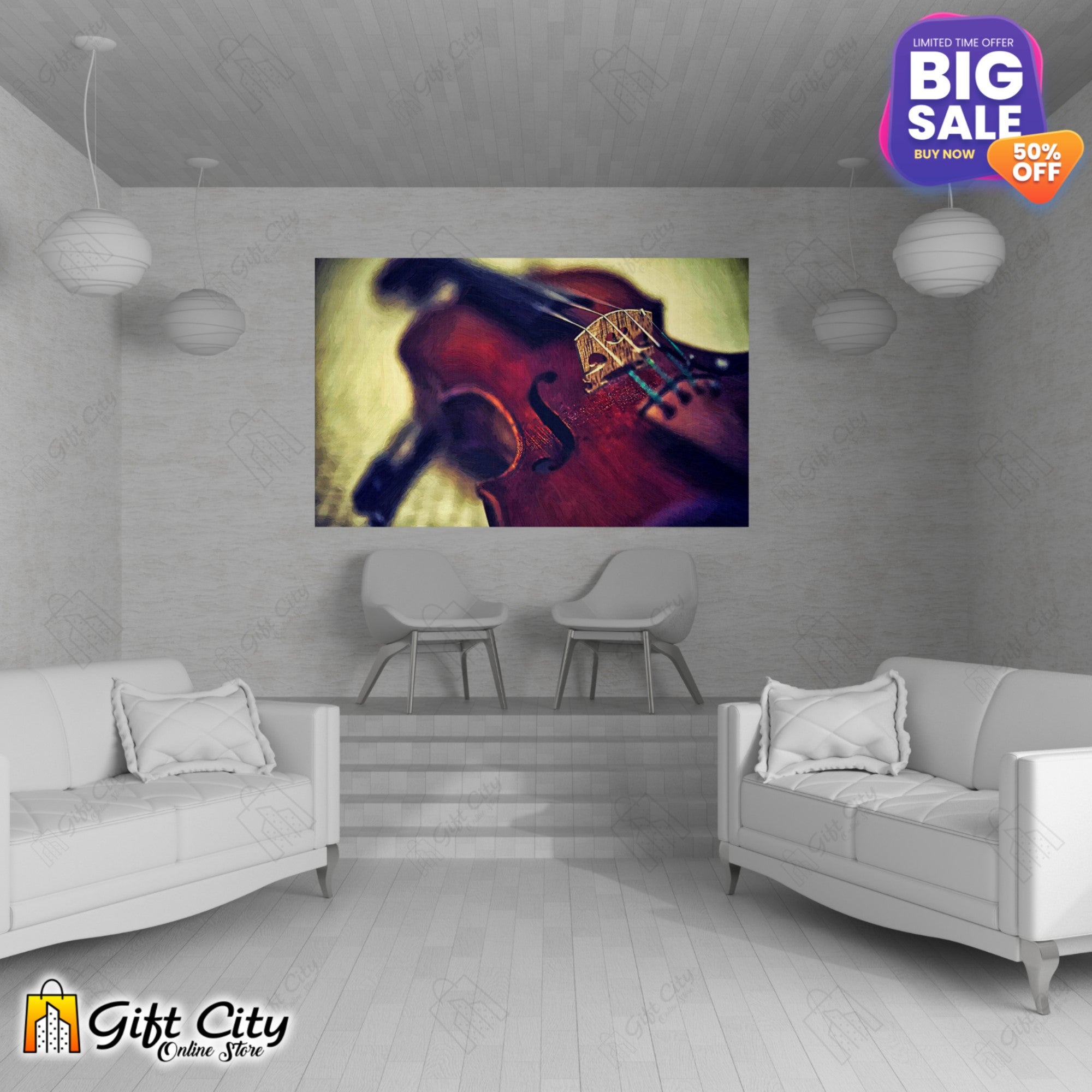 Violin on Canvas Painting