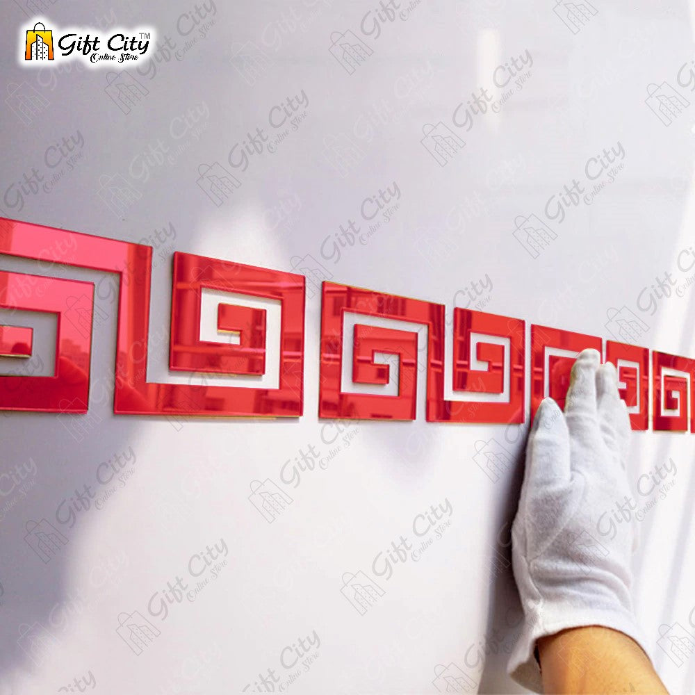 Self Adhesive Red Border Acrylic Mirror Sticker