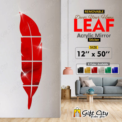 3D Self Adhesive Leaf Acrylic Mirror Wall Art - Gift City Gift City red 