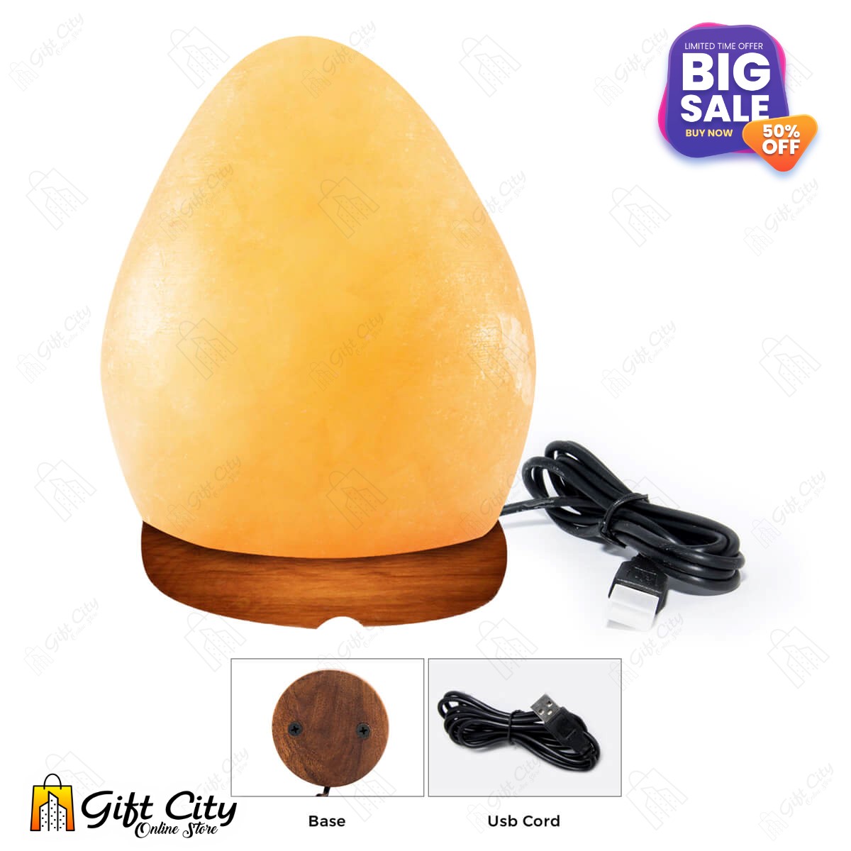 Egg Shape Crafted Salt Lamp